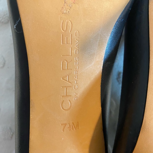 CHARLES by Charles David Black Leather Stiletto Heels - Picture 6 of 16